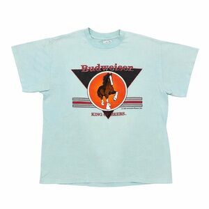 Vintage 1990 Budweiser King Of Beers Clydesdale Horse T-Shirt Size XL Made In US
